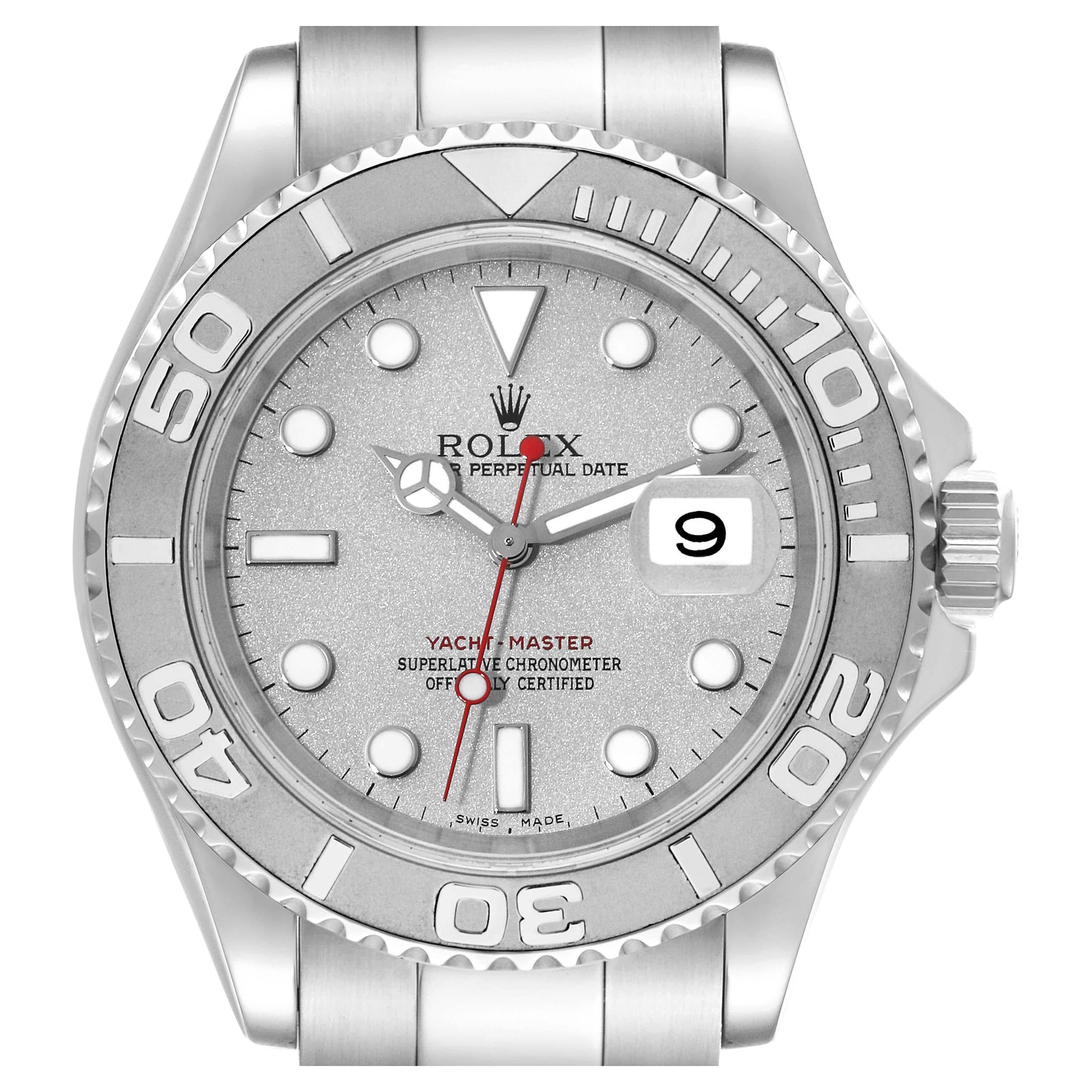 Rolex Yachtmaster Platinum Dial Bezel Steel Mens Watch 16622