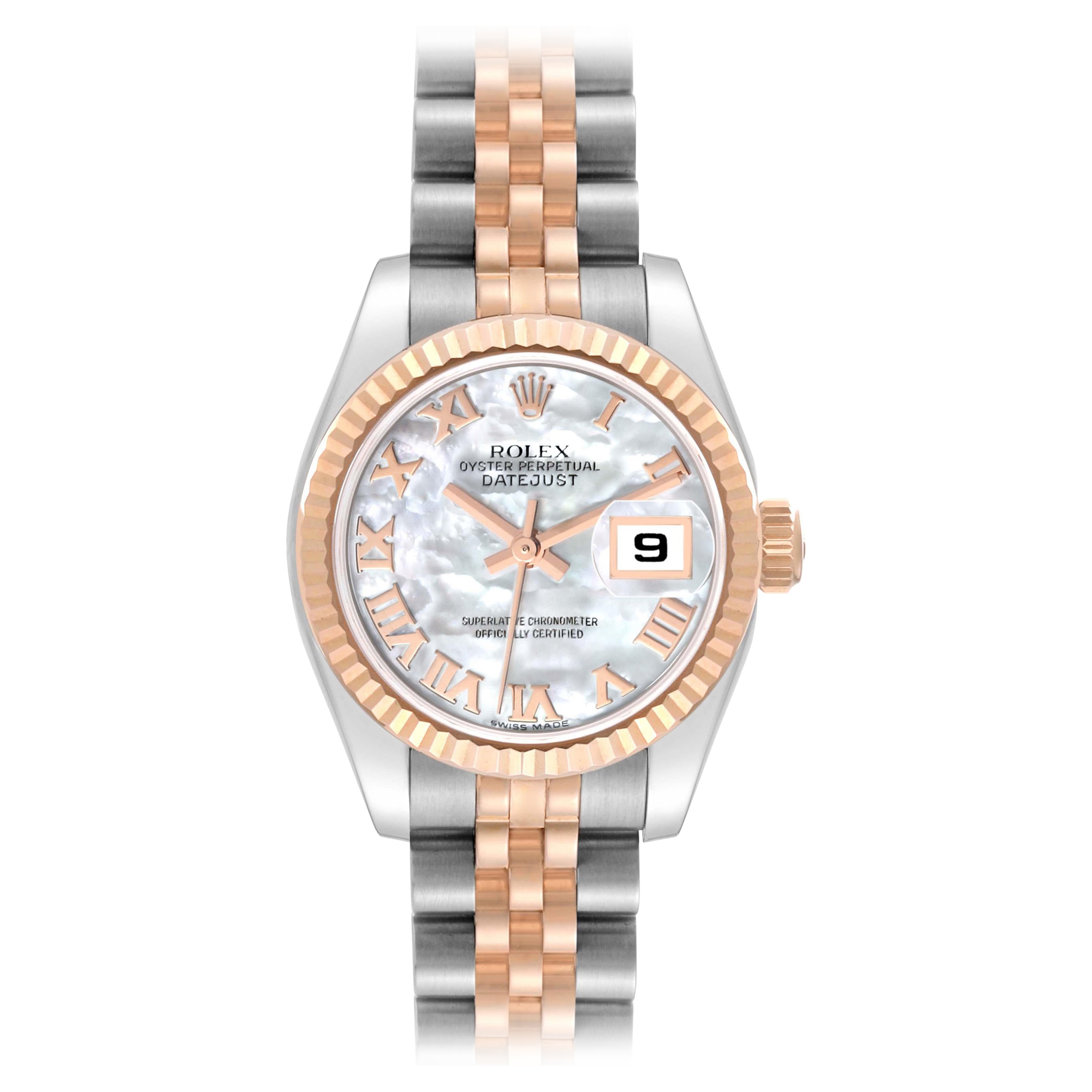 Rolex Datejust Steel Rose Gold Mother of Pearl Dial Ladies Watch 179171 For Sale