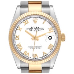 Rolex Datejust Steel Yellow Gold White Dial Mens Watch 126233 Box Card