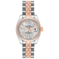 Rolex Datejust Steel Rose Gold Meteorite Diamond Ladies Watch 179171