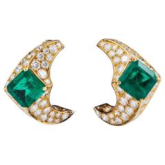 Emerald Diamond Gold Earrings 3