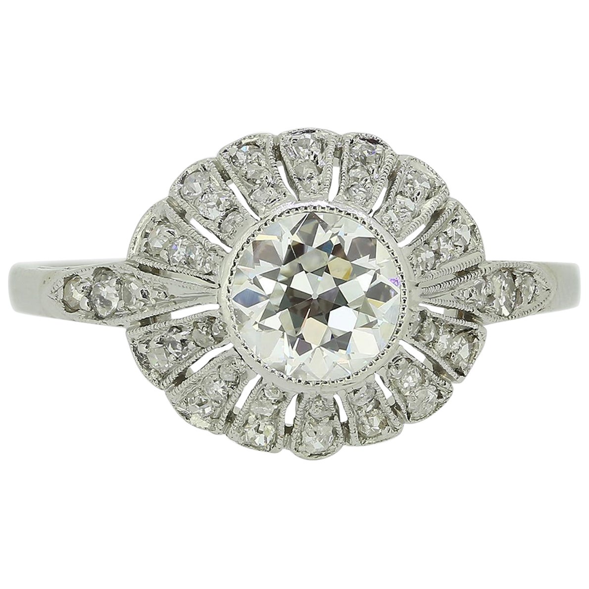 Art Deco 0.70 Carat Old Cut Diamond Ring For Sale