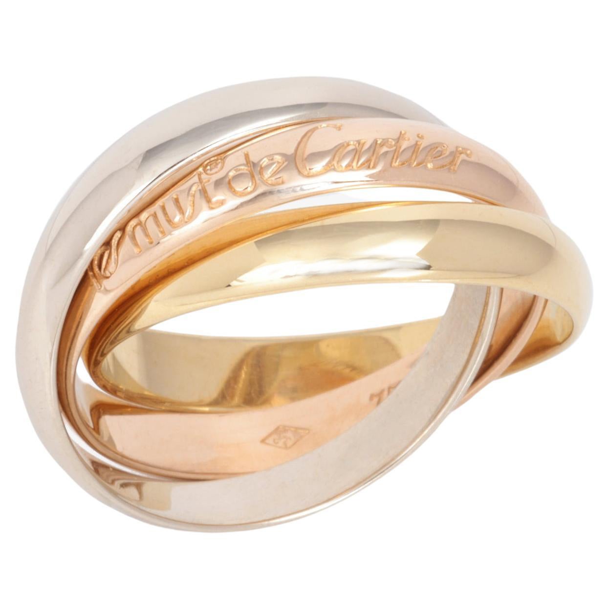 Cartier 18ct White, Yellow And Rose Gold Medium Les Must De Cartier Ring For Sale