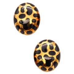 Angela Cummings Allure Clips-On Earrings In 18Kt Gold With Black Jade Inlaid