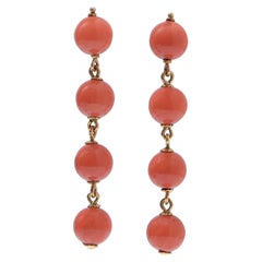 Coral, 18 Karat Yellow Gold Earrings.