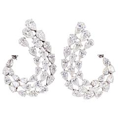 Diamond Scene Stunning Pear Shaped Diamond Gold Swirl Earrings 12