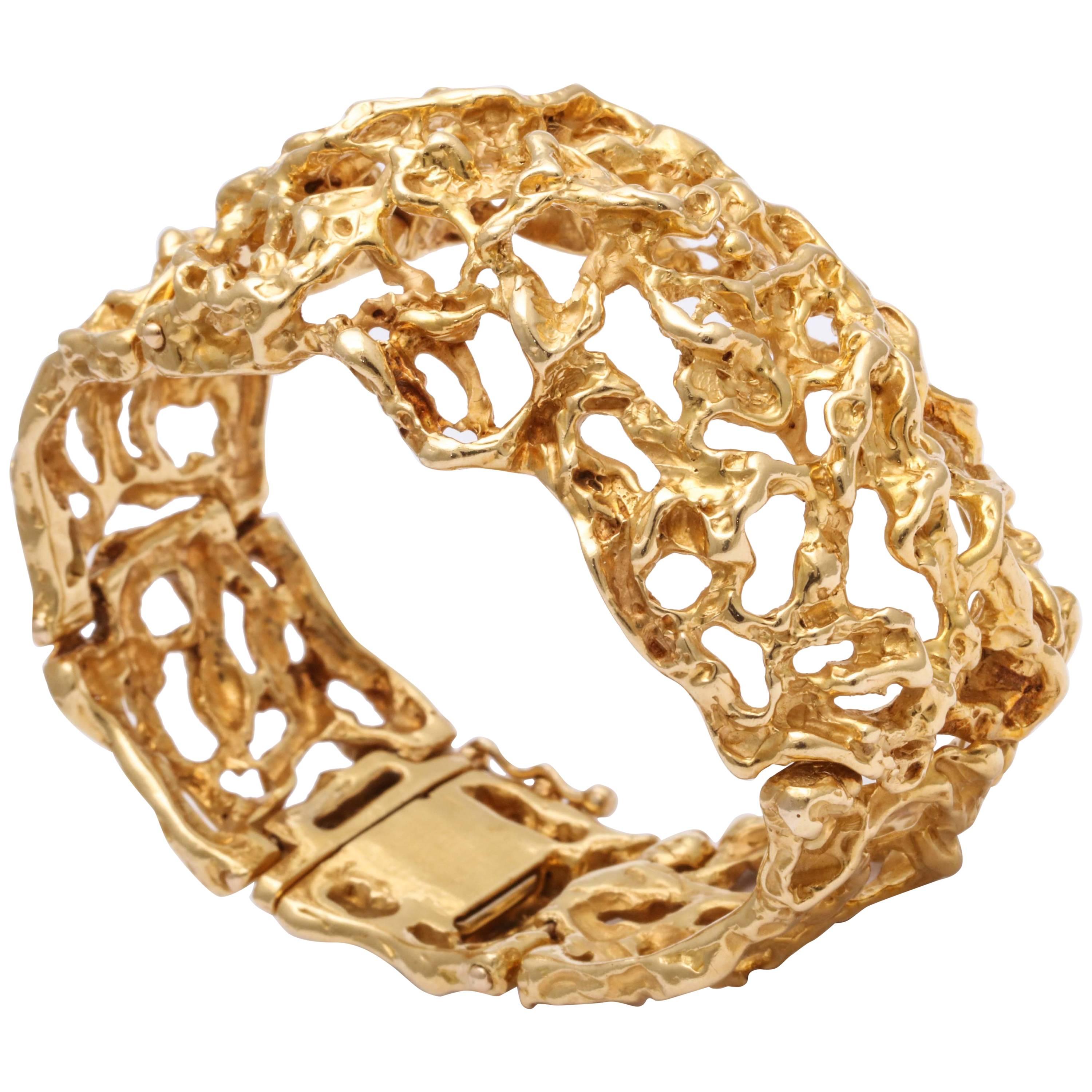 Arthur King  Modernist Gold Openwork Bracelet 