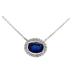 Used Natural Blue Sapphire Diamond Pendant - East/West