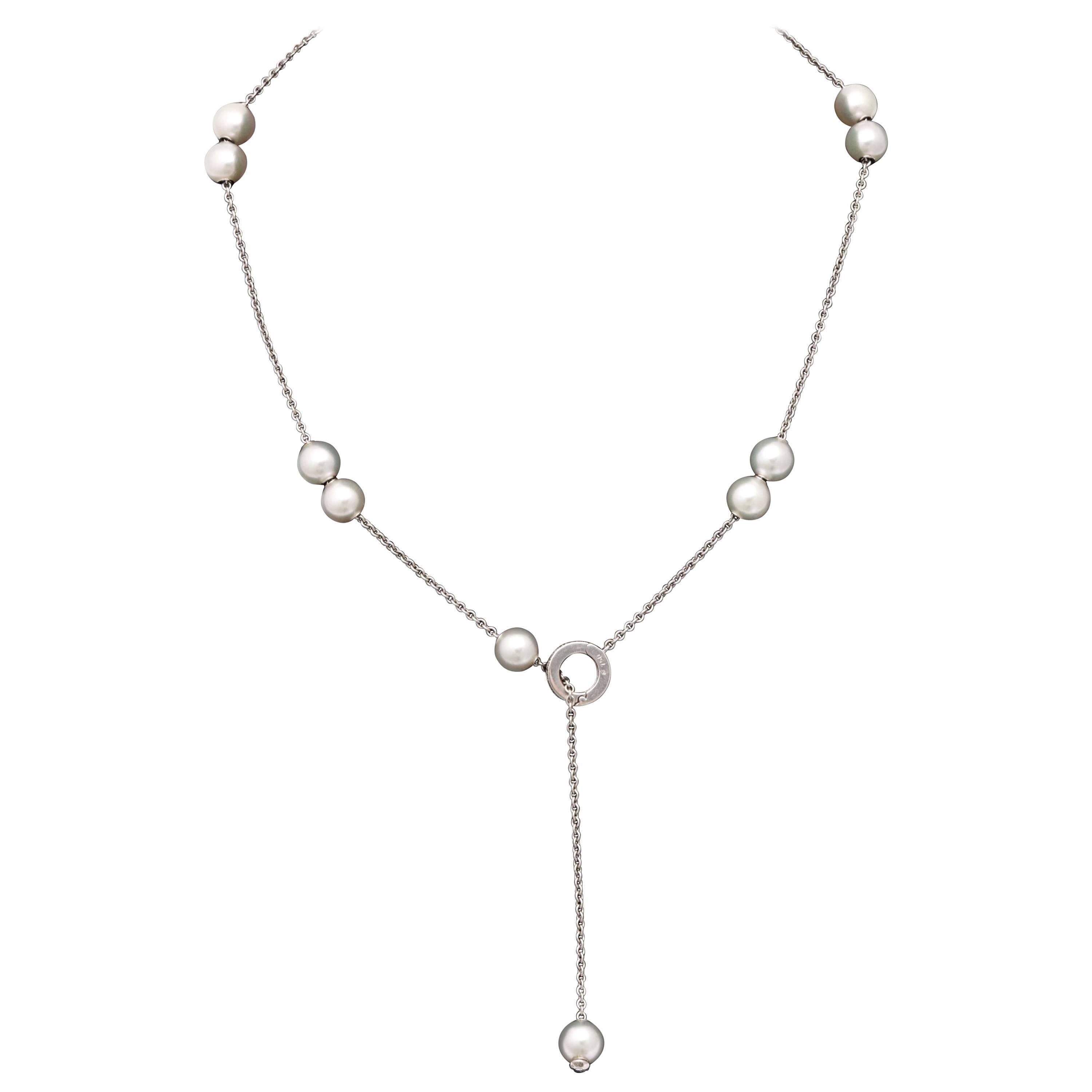 Mikimoto Cultured Pearl Diamond Chain Necklace
