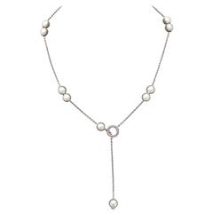 Retro Mikimoto Cultured Pearl Diamond Chain Necklace