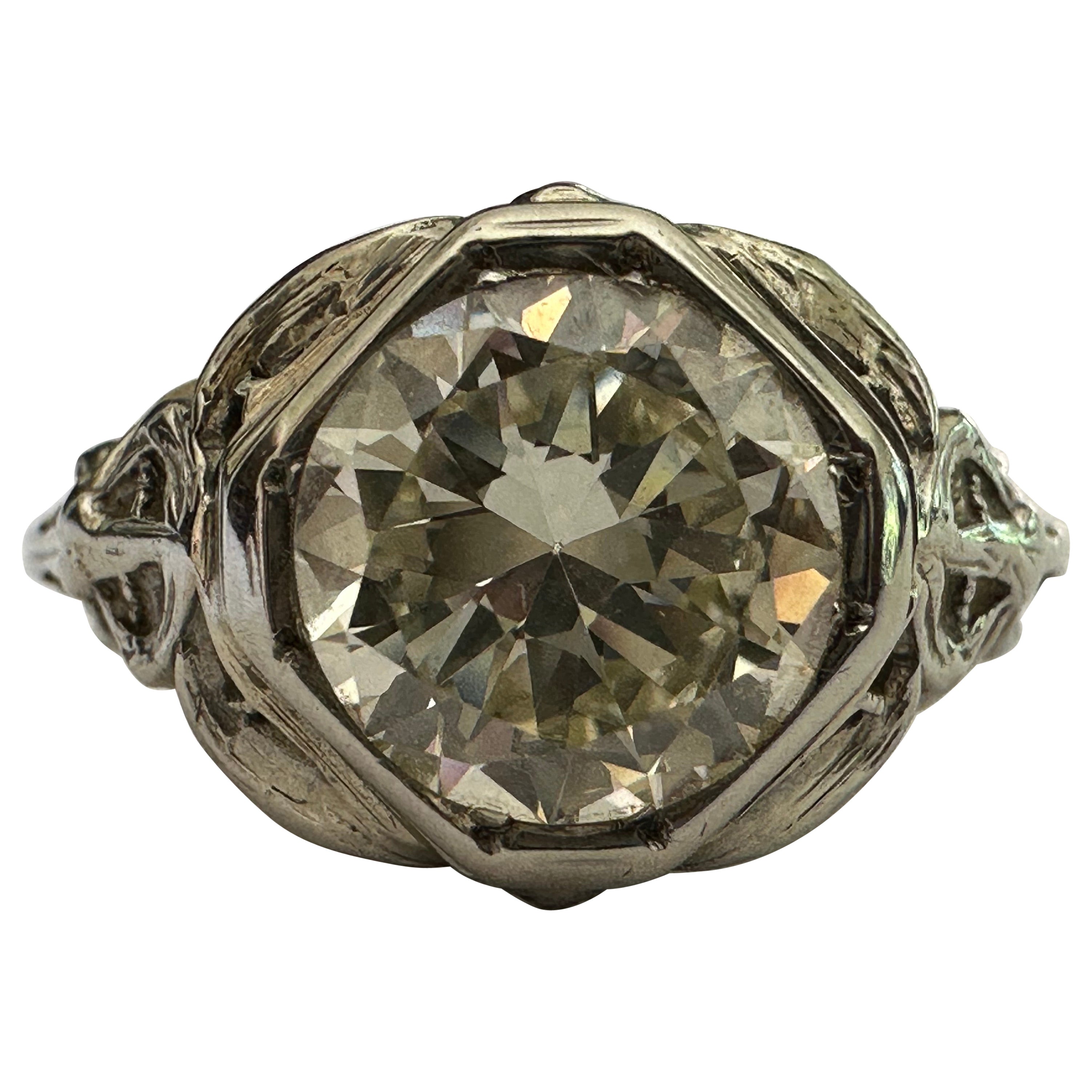 Art Deco 1.46-Carat Diamond Solitaire Ring 
