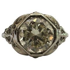 Bague solitaire Art déco avec diamant de 1,46 carat
