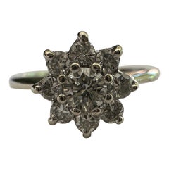 Retro Estate Diamond Flower Cluster Ring 