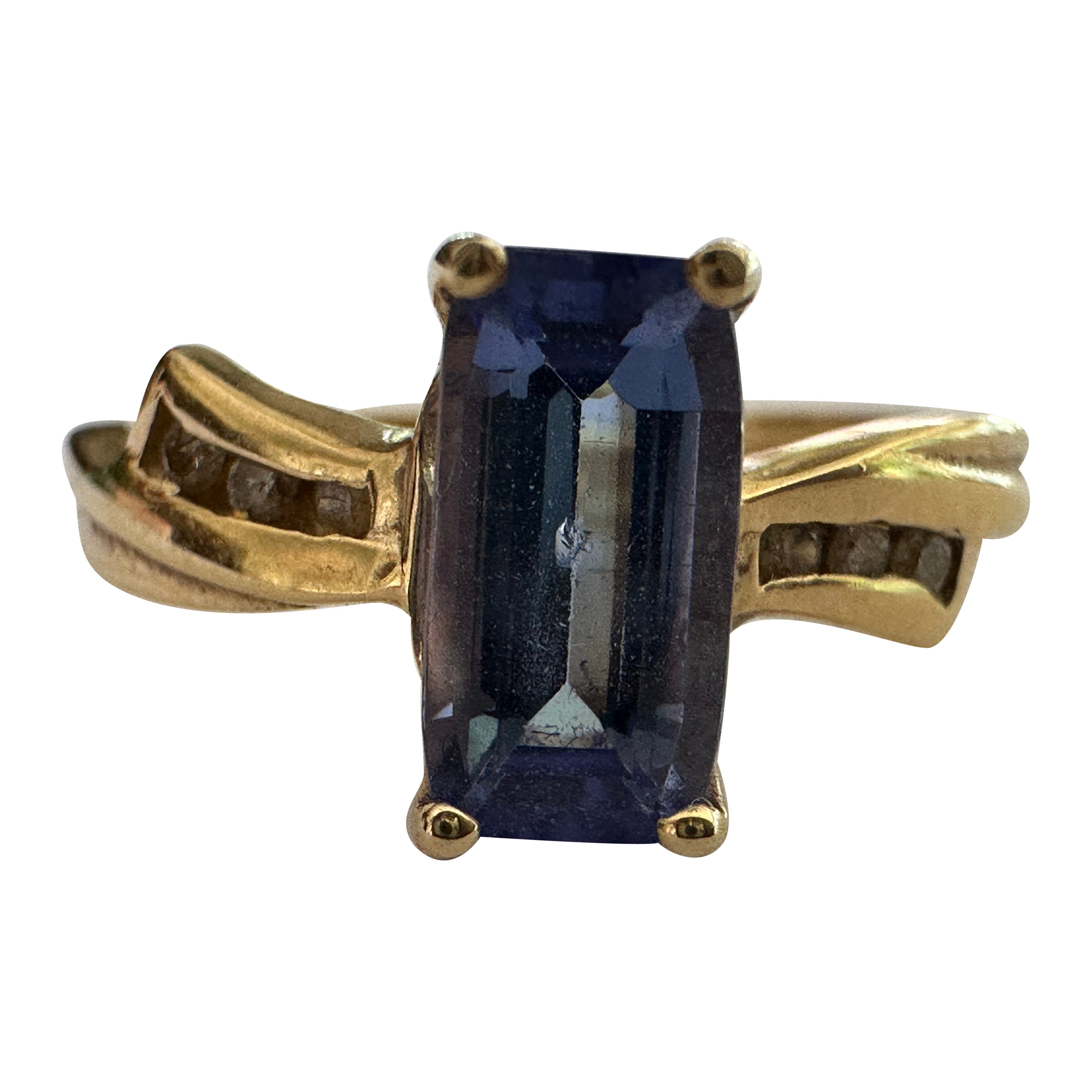 Natural 1.28-Carat Light Blue Tanzanite and Diamond Bow Ring