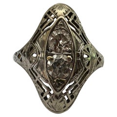 Art Deco Diamond and Filigree Dinner Ring