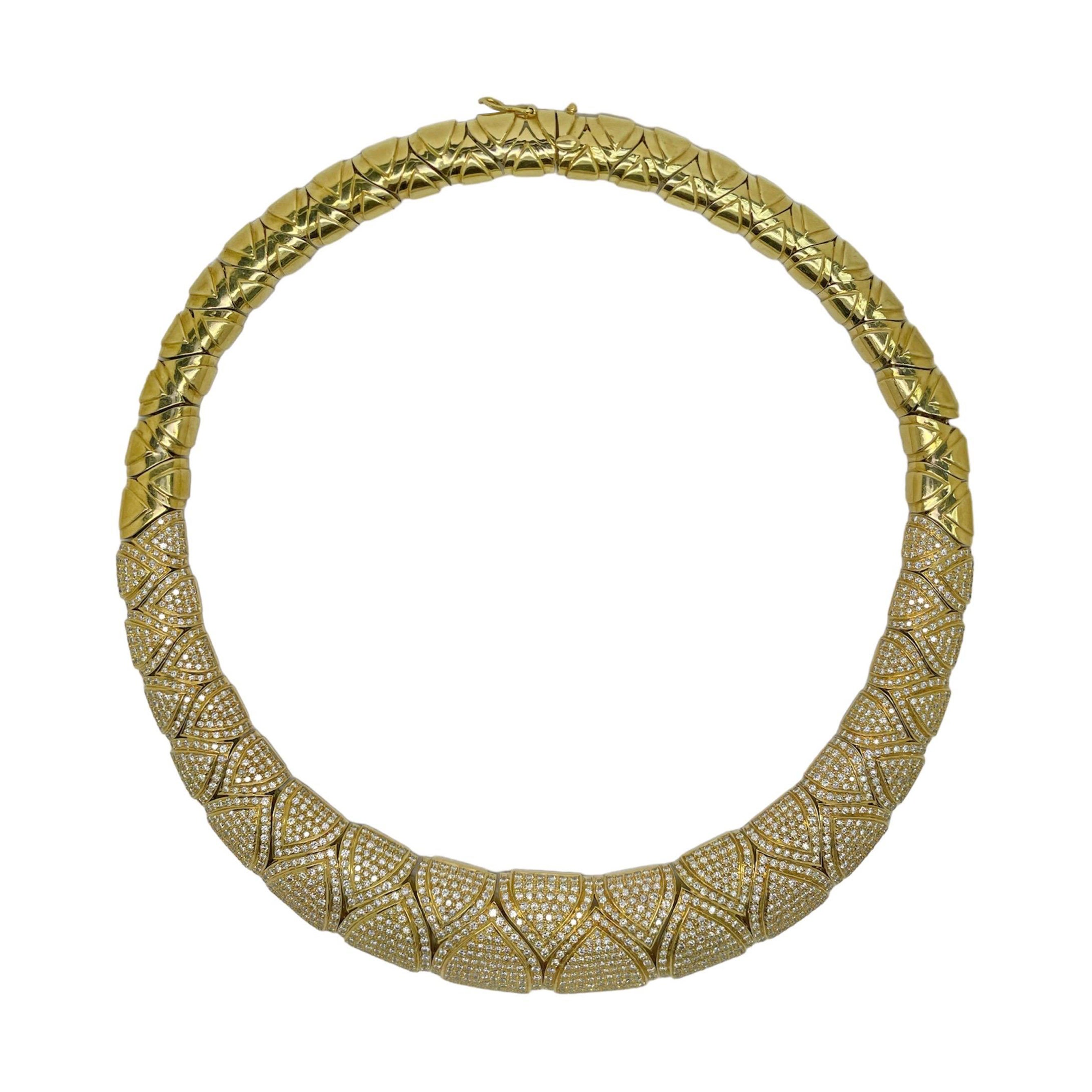 18K Yellow Gold and Diamond Collar Necklace