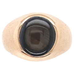 18K Yellow Gold Black Star Sapphire Men's Ring