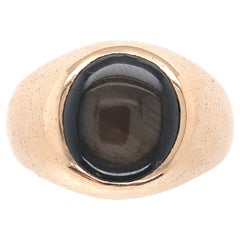 Retro  18K Yellow Gold Black Star Sapphire Men's Ring