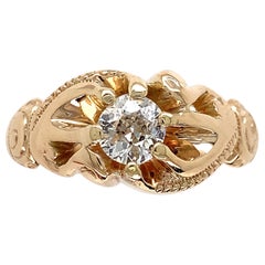 Antique 14K Yellow Gold Victorian Fancy Belcher .50ct Diamond Men's Ring