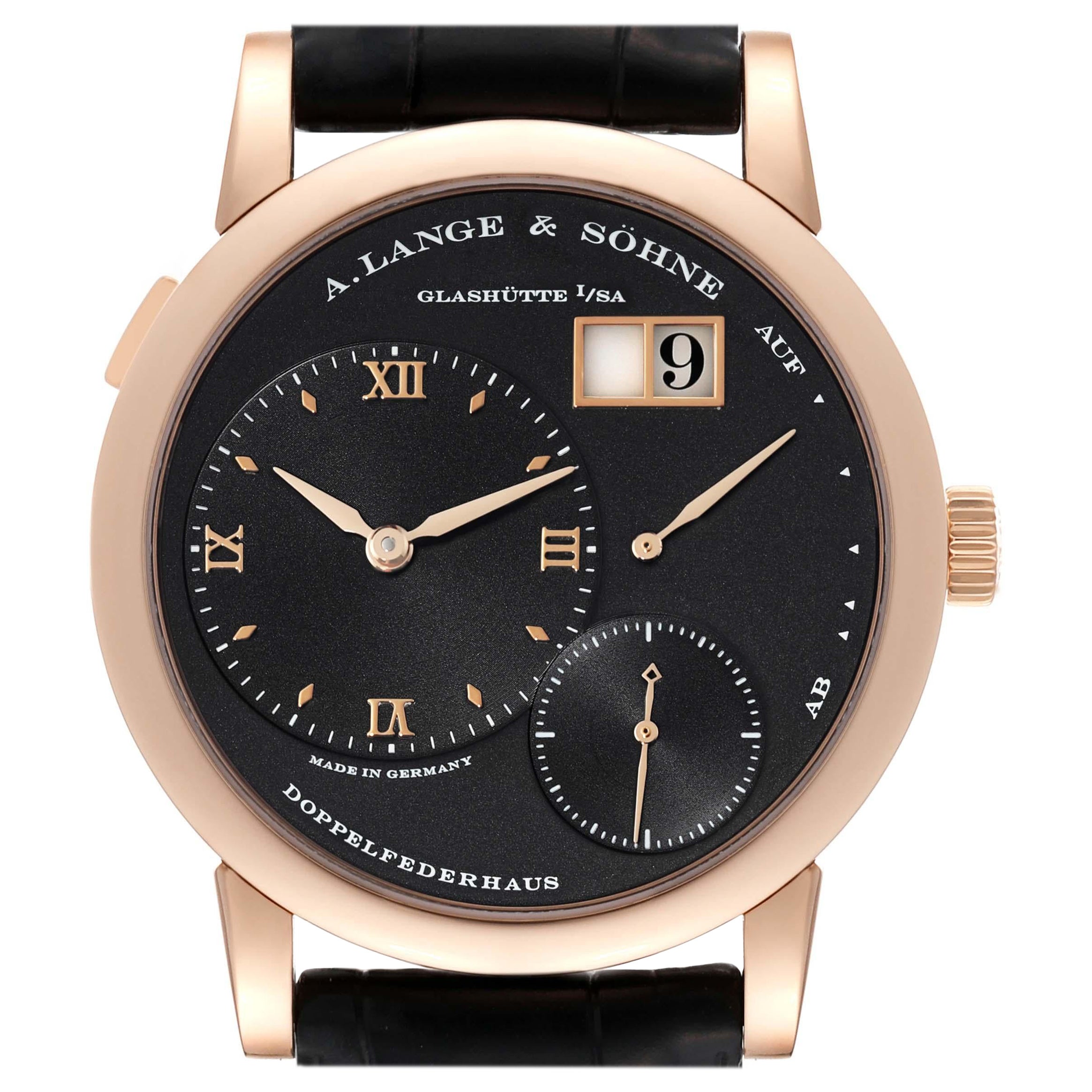 A. Lange & Sohne Lange 1 Rose Gold Black Dial Mens Watch 101.031 For Sale