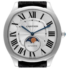 Used Cartier Drive Silver Dial Moonphase Steel Mens Watch WSNM0008 Papers