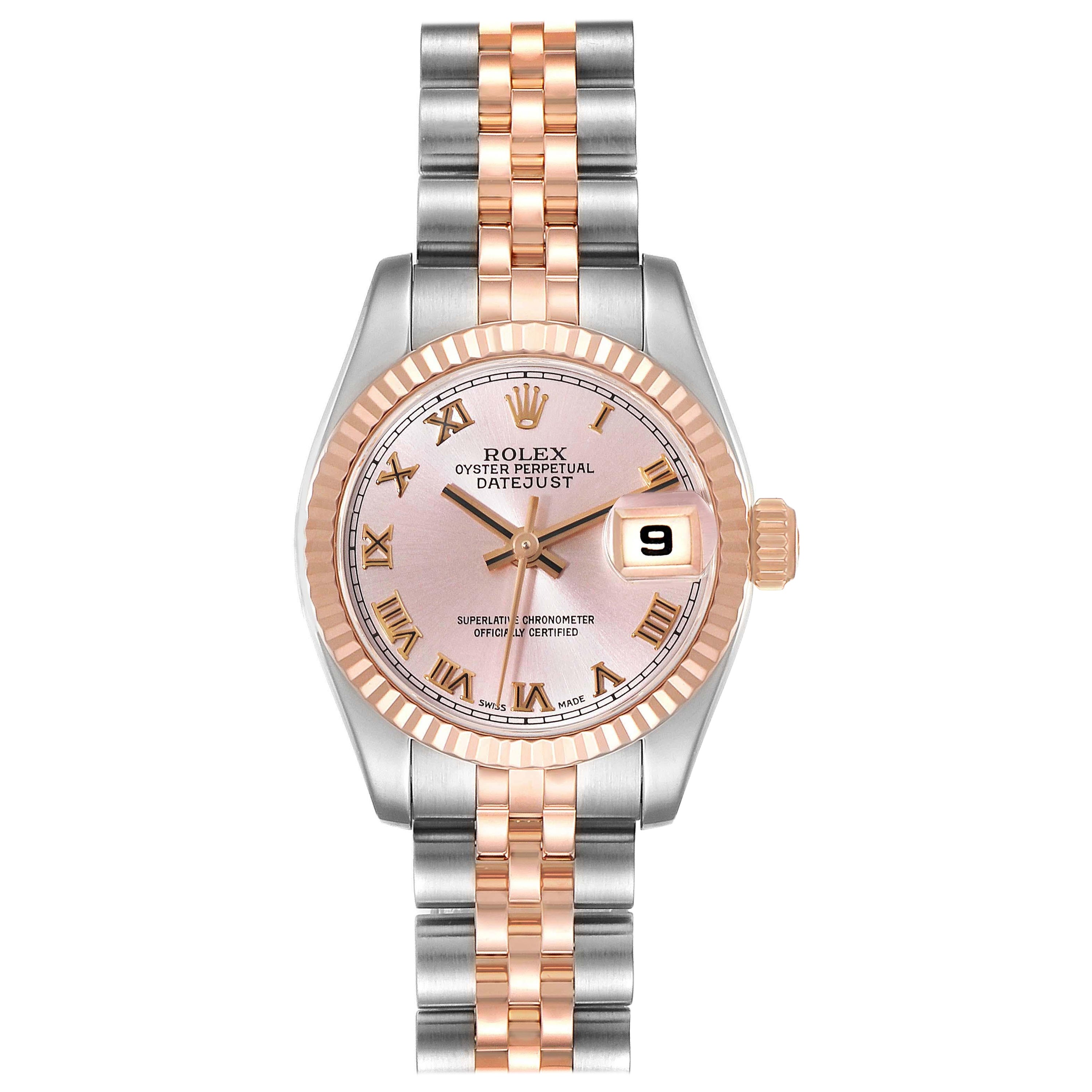 Rolex Datejust Steel Rose Gold Ladies Watch 179171 Box Papers For Sale