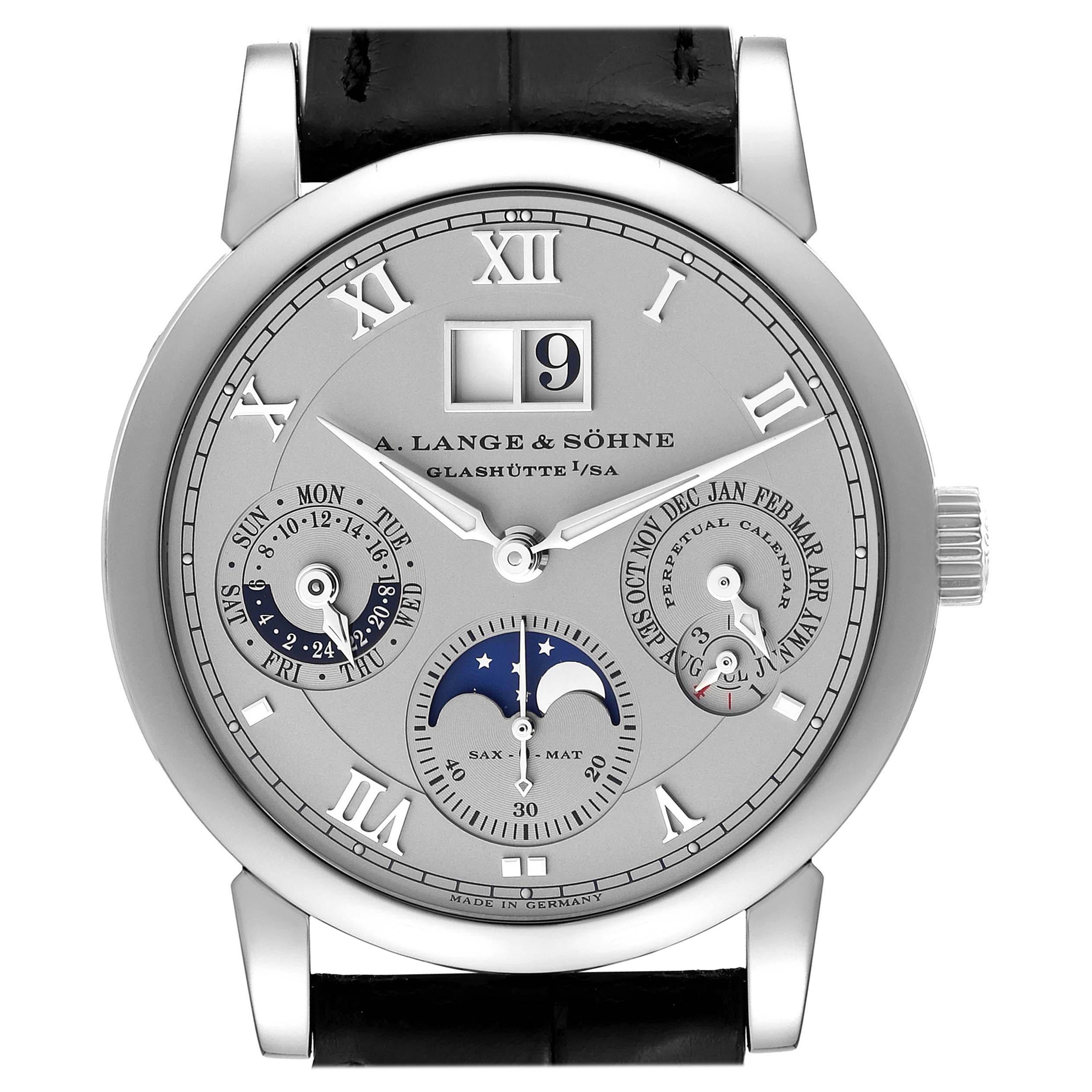 A. Lange and Sohne Langematik Perpetual Platinum Mens Watch 310.025E Box Papers For Sale