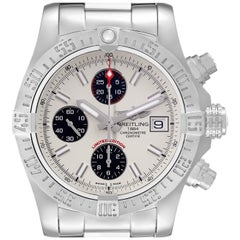 Breitling Avenger II White Dial Steel Mens Watch A13381 Box Card