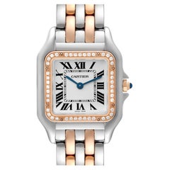 Cartier Panthere Medium Steel Rose Gold Diamond Ladies Watch W3PN0007 Box Card