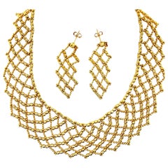 14 Karat Italian Gold Necklace Earrings Set