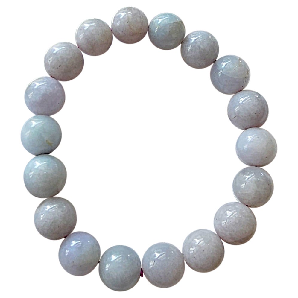 Bracelet de perles A-Jade birman impérial lavande (10,5 mm chacune x 18 perles) 06005