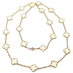 Van Cleef & Arpels White Coral Gold 20 Motif Vintage Alhambra Necklace