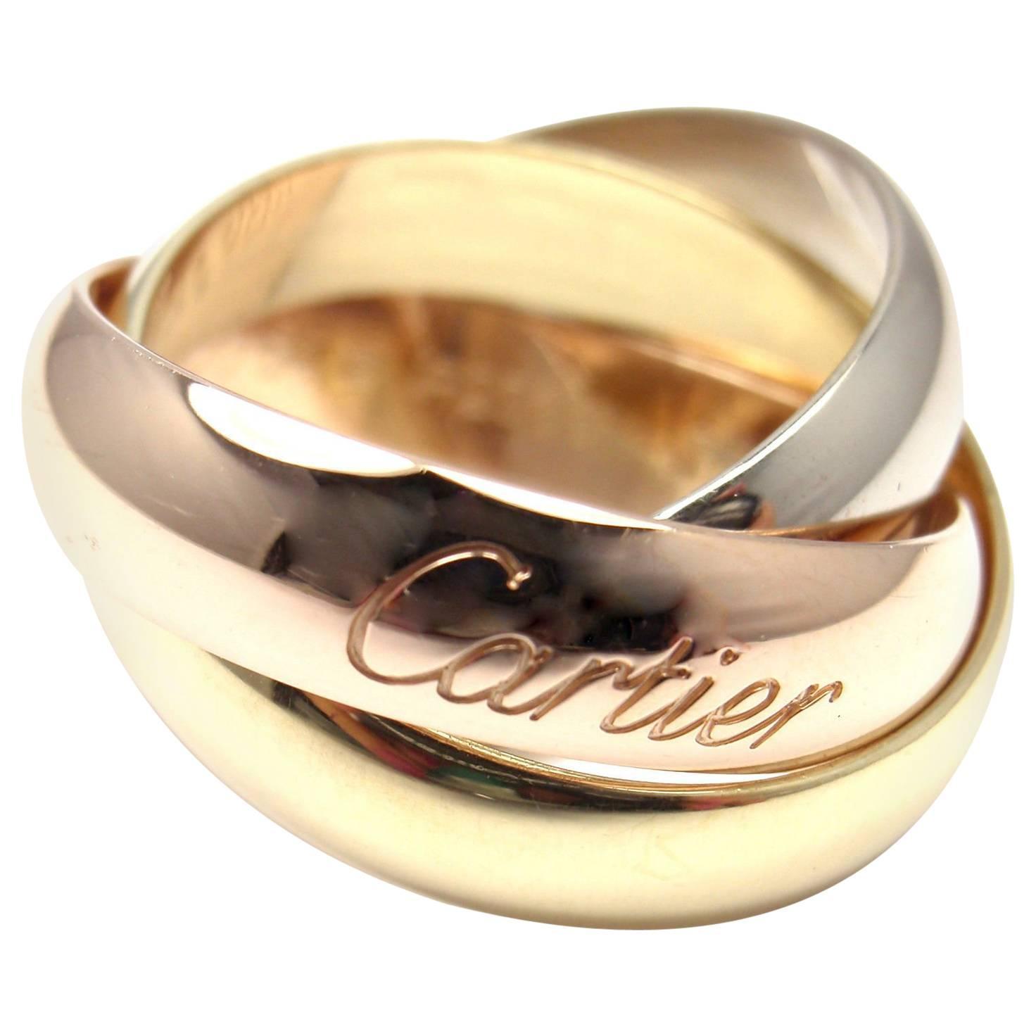 Cartier Trinity De Cartier Large Model Tricolor Gold Band Ring at 1stDibs | cartier  trinity ring weight, cartier trinity ring large model, cartier trinity ring  large