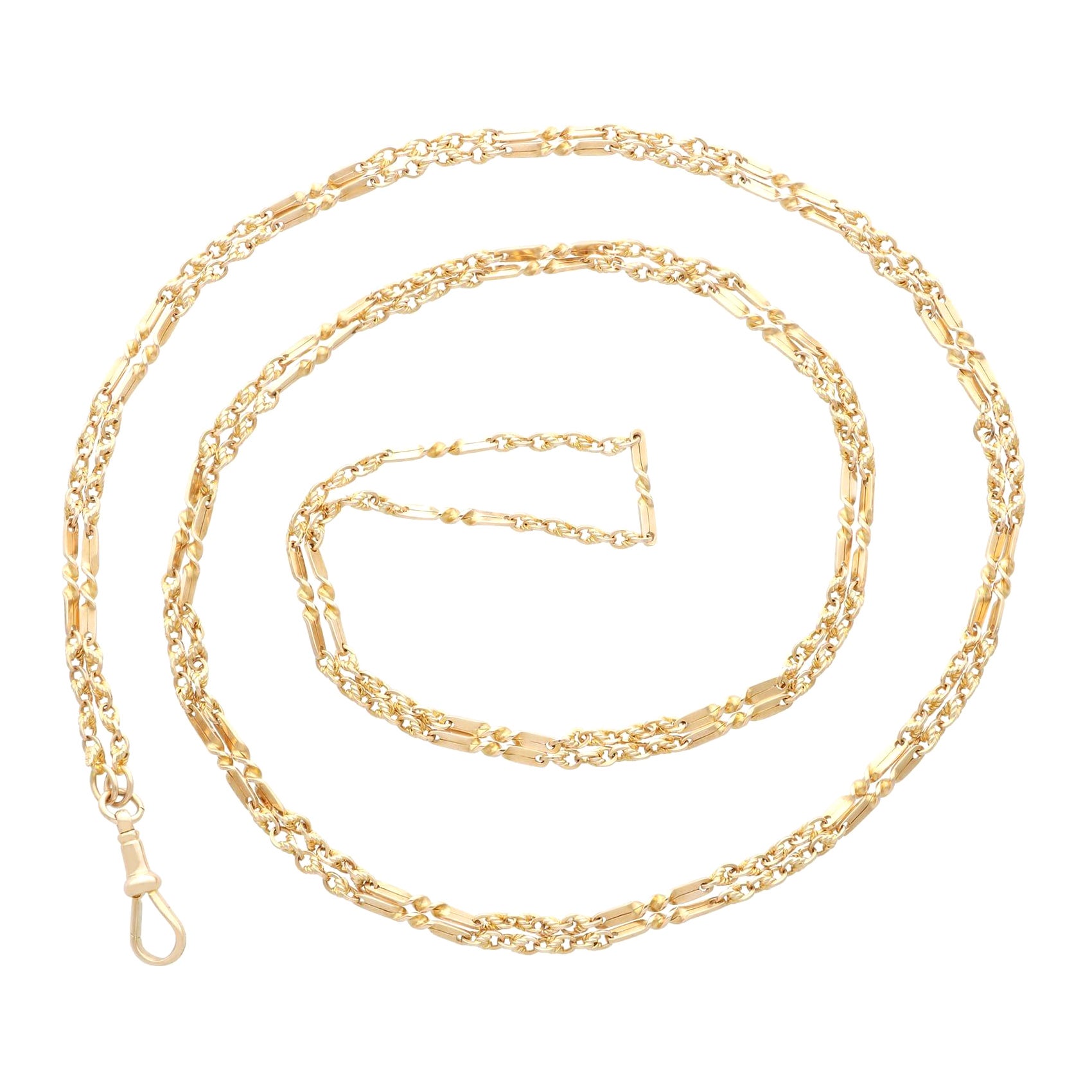 Antike 15k Gelbgold Longuard-Kette, um 1900