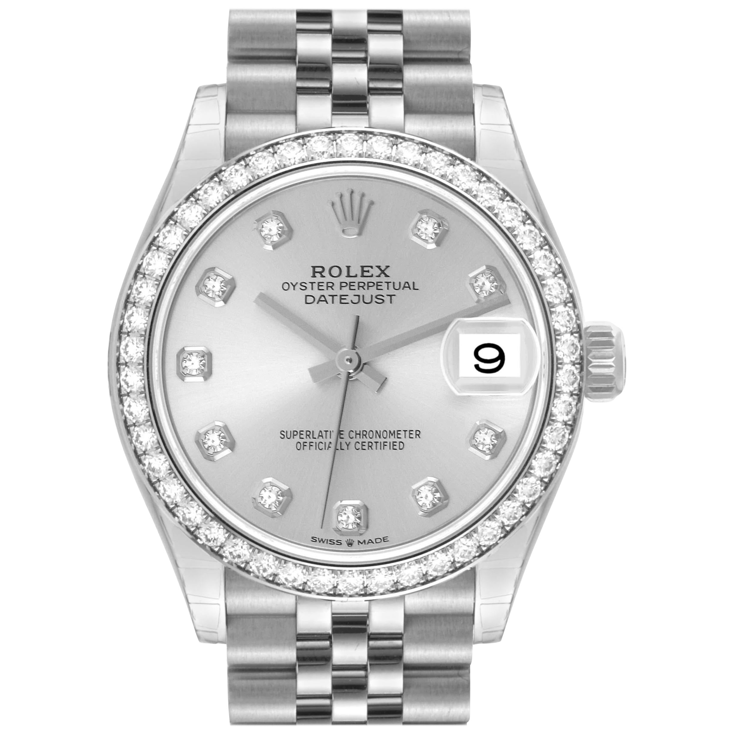 Rolex Datejust 31 Steel White Gold Diamond Ladies Watch 278384 Unworn