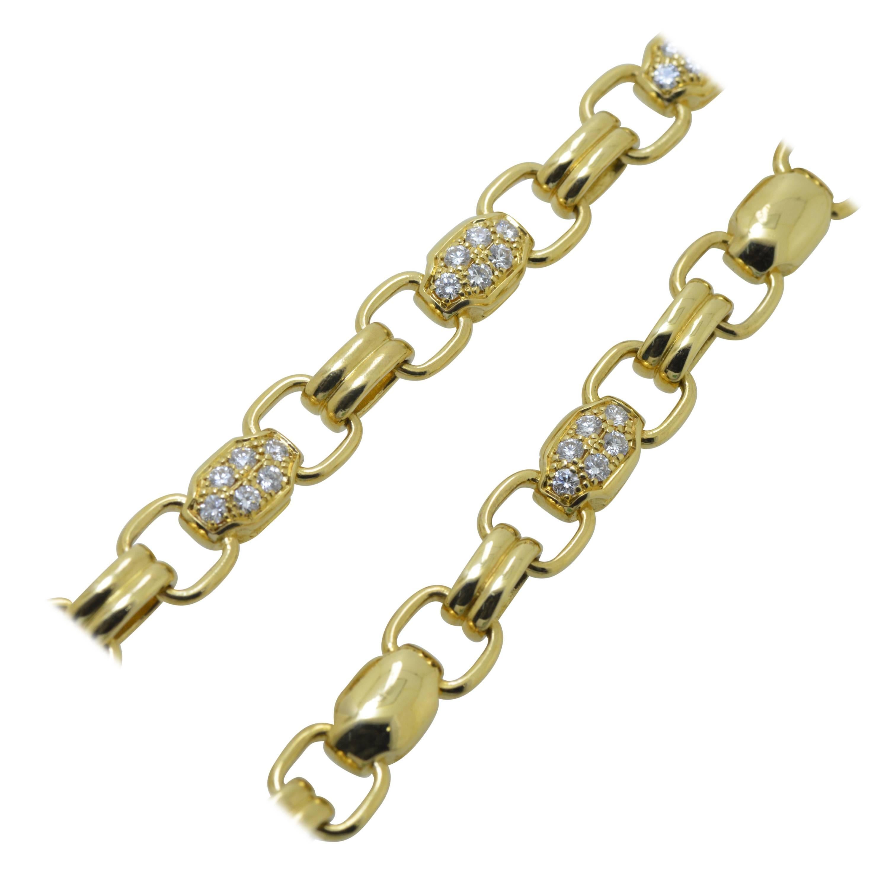 Piaget Double Sided Diamond Gold Chain For Sale