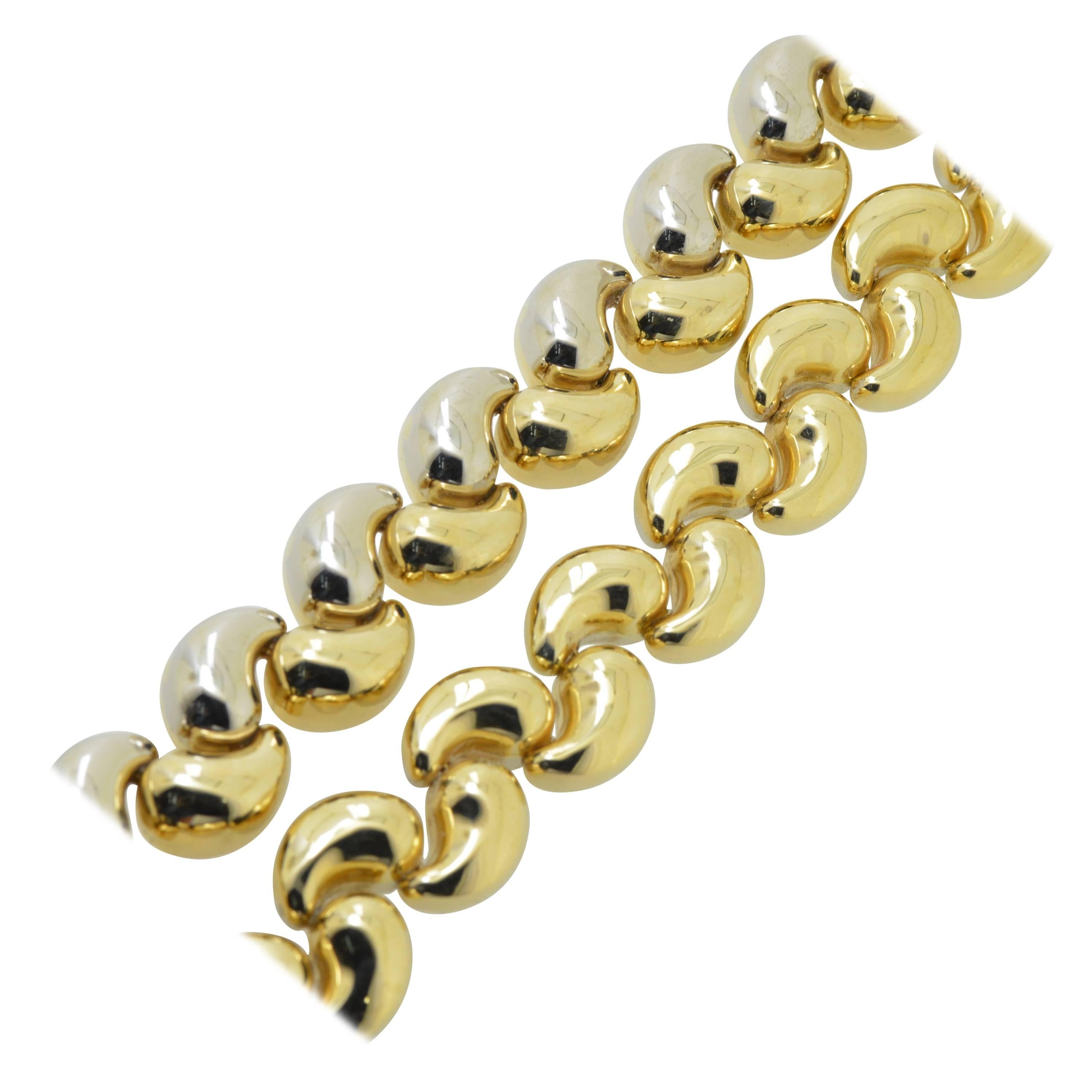 Matching 18K Mixed Gold 1970s Bracelet & Necklace 