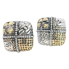 John Hardy Estate Clip-Ohrringe aus Sterlingsilber 18k Gelbgold