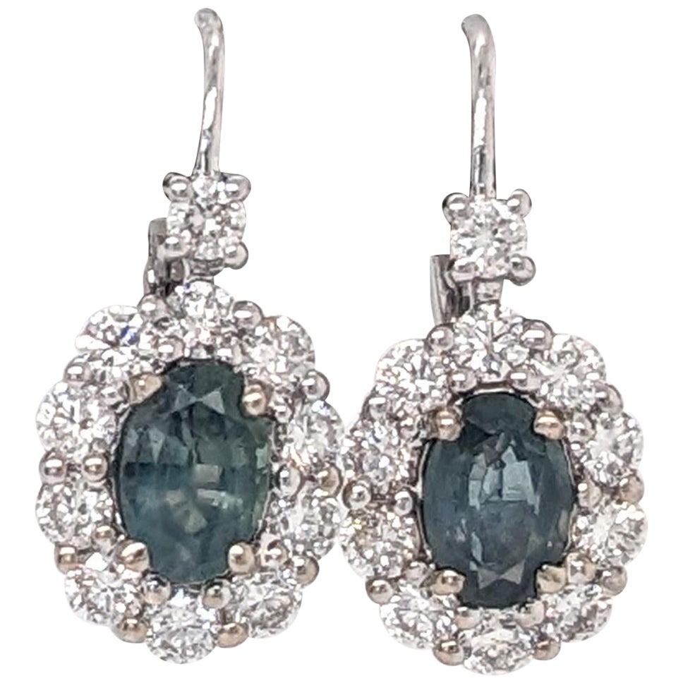 Natural Alexandrite Earrings w Earth Mined Diamonds in Solid 14K Gold Oval 5x3.5