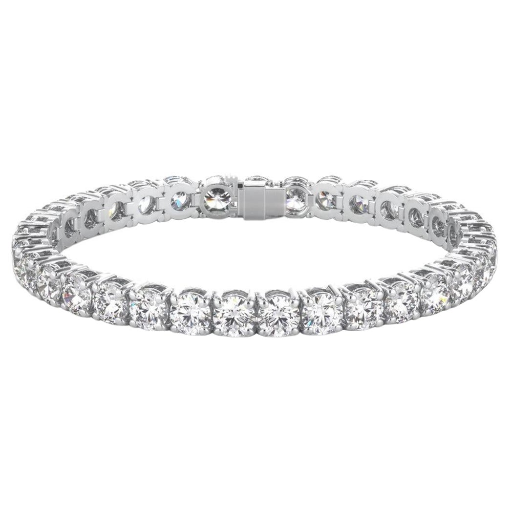 GIA Certified 21 Carat Round Cut Diamond White Gold Bracelet For Sale