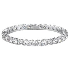 Bracelet en or blanc certifié GIA 21 carats diamant taille ronde