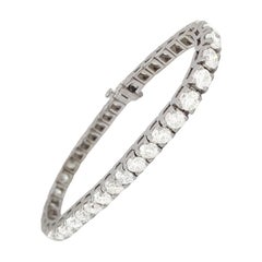 17 Carat White Brilliant Cut Tennis Diamond Platinum Bracelet