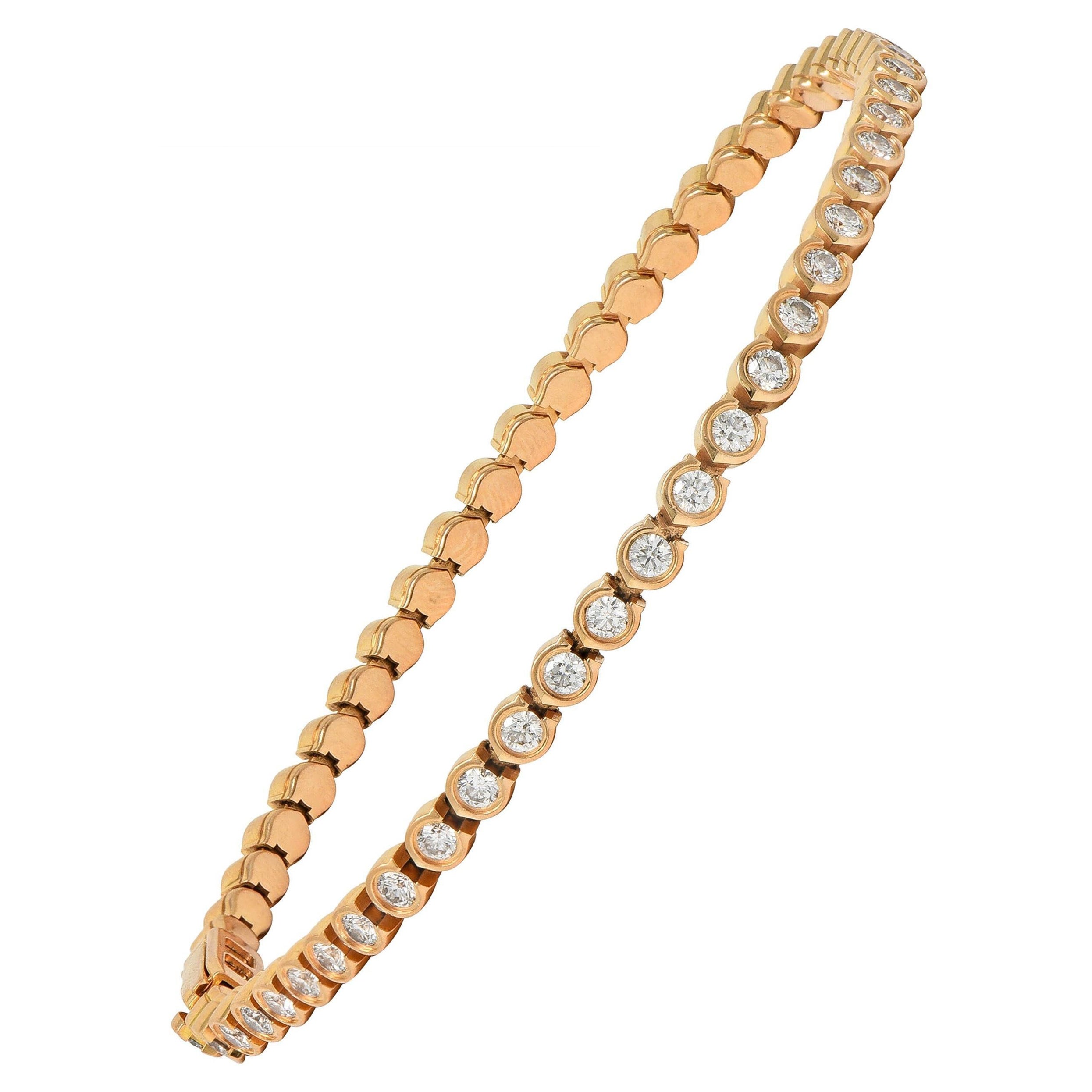 Cartier 2.54 CTW Diamond 18 Karat Rose Gold C De Cartier Line Bracelet