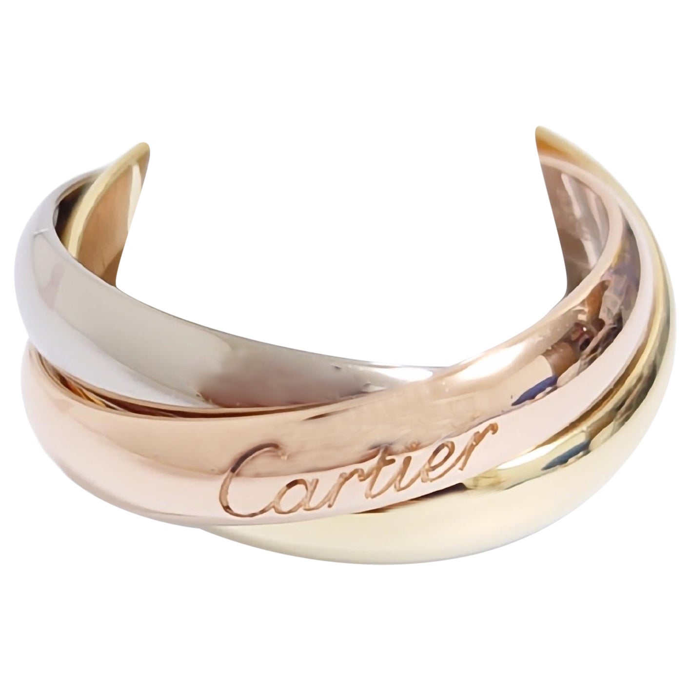 Cartier Tri Color Trinity Band Ring For Sale