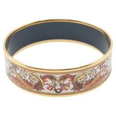 Authentic Hermes Bracelet Vintage Enamel Bangle ”Leaf”