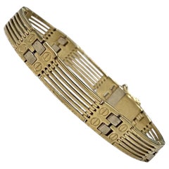 Retro Men’s 10mm Fancy Screw Design Bracelet 14k Gold 8.5 Inch 