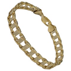 Bracelet Vintage homme bicolore 10.5mm Fancy Wave Block pattern 14k Gold Italy