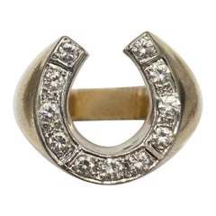 Retro 0.66 Carat Diamonds Lucky Horseshoe Ring 14k Gold