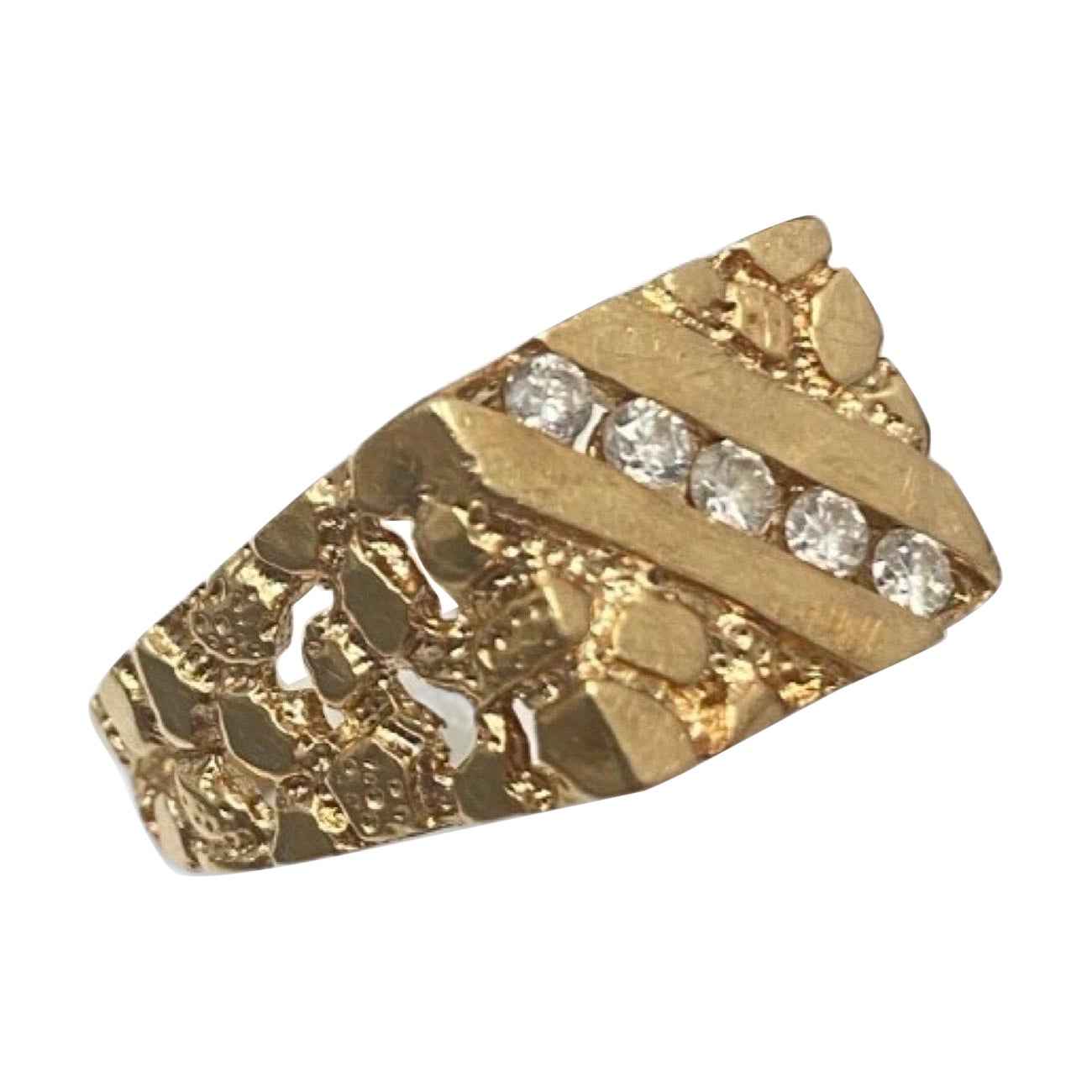 Bague vintage à motif de pépite de diamants 0,40 carat en or 14 carats en vente