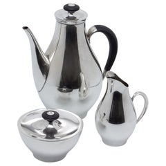 Used Three Piece Sterling Silver 'Directional' Pattern Coffee Set by Gorham